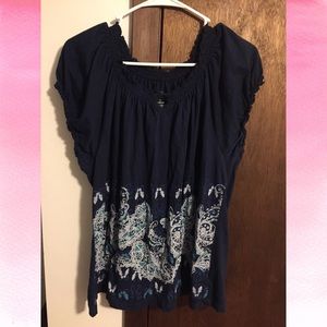Navy blouse paisley design